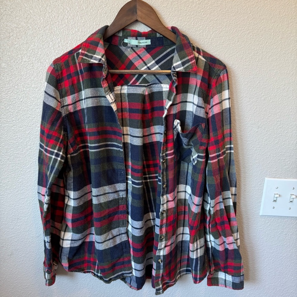 Men's Plaid Flannel Shirt - Red, Green, and Blue